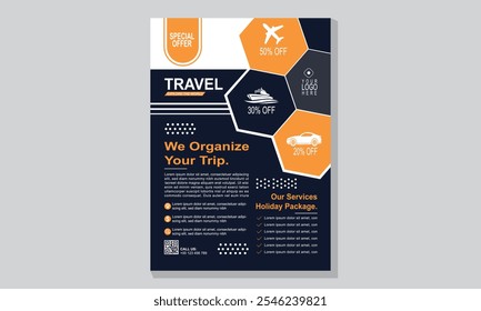 A vibrant and eye-catching flyer design for travel promotions, featuring stunning visuals, clear information, and a compelling call to action to inspire wanderlust and book your next adventure.