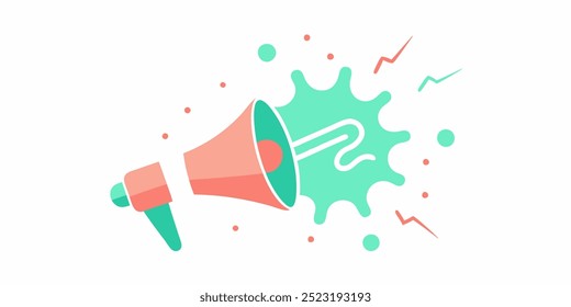 A vibrant and eye-catching illustration of a megaphone with a colorful burst, perfect for promoting announcements, sales, or special events.