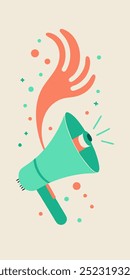 A vibrant and eye-catching illustration of a megaphone, perfect for announcing new ideas, products, or events.