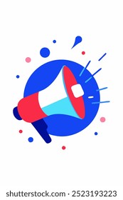 A vibrant and eye-catching illustration of a megaphone, perfect for announcing important news or promotions. This bold graphic is ideal for presentations, social media posts.