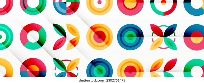 Vibrant and eye-catching vector background featuring a grid of colorful circles arranged in a patterned composition, perfect for modern and trendy designs