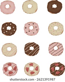 A vibrant and eye-catching vector illustration of a delicious donut with a glossy glaze, sprinkles, and a soft, fluffy texture. Perfect for designs related to desserts, bakeries, food advertising