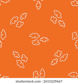Vibrant fall cloud seamless nursery pattern. Naive illustration of summer sky in hand drawn playful style for childrens nursery backdrops, wallpaper. 