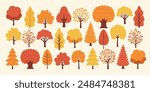 Vibrant Fall Collection: Various Autumn Trees Design Parts