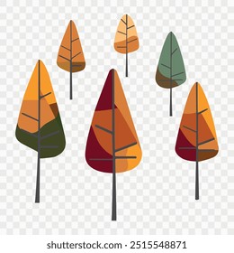 Vibrant Fall Collection: Verschiedene Herbstbäume Designteile