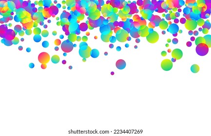 Lebhafte, fallende Konfetti-Dekoration, Vektorgrafik. Rainbow-runde Teilchen Geburtstagsdekor. Cracker Poppers Party Konfetti. Preisverleihungshintergrund Glückwunsch zum Spaß