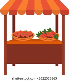 Vibrant Farm Stand: Fresh Tomatoes and Carrots Await!