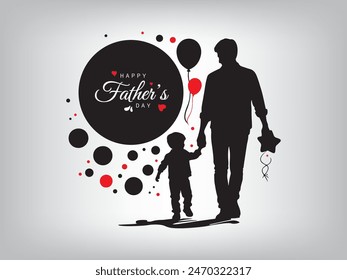 A vibrant Father's Day vector design, happy Father's Day, a father and son walk hand in hand, side by side and celebrating this special day together