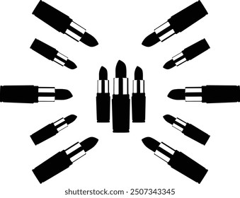 Vibrant female Lipstick Collection – Colorful Makeup accessories silhouette