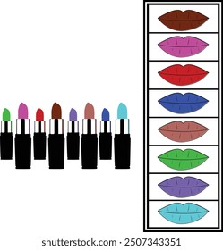 Vibrant female Lipstick Collection – Colorful Makeup accessories design	
