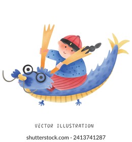 Vibrant and Festive: 2024 Korean Blue Dragon Year in Watercolor Art