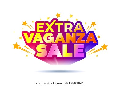 A vibrant, festive 3D vector promotional logo design: 'Extravaganza Sale' for the retail offer and deal promotion.