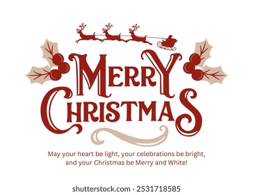 Ein lebendiges und festliches Design mit mutiger Typografie, die das Wesen der Weihnachtszeit einfängt, ideal für Grußkarten, Banner und Dekorationen, die während der Weihnachtszeit Freude und Heiterkeit verbreiten
