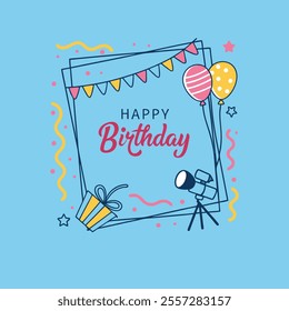 A vibrant and festive " Happy Birthday" decoration frame clipart, perfect for adding joy and color to birthday celebrations and creative designs.
