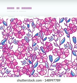 Vibrant field flowers horizontal torn seamless pattern background