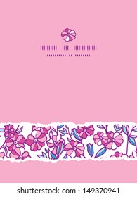 Vibrant field flowers vertical torn seamless pattern background