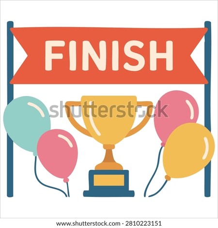 Vibrant Finish Ribbon with Text with Balloons and a Gold