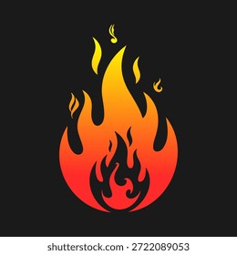 Lebhaftes Brandflammen-Logo-Design mit orangefarbenem und gelbem Farbverlauf auf dunklem Hintergrund
