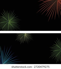Estouros vibrantes de fogos de artifício iluminando faixas pretas para ocasiões festivas