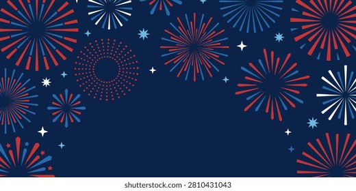 Vibrant fireworks exploding in dark blue sky
