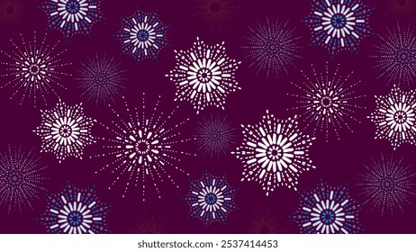 Vibrant fireworks pattern on a rich maroon background, perfect for festive occasions, holiday decor, and New Year’s designs. 