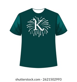 Vibrant firework-style alphabet t-shirt design bursting with color, perfect for bold, expressive statement wear.