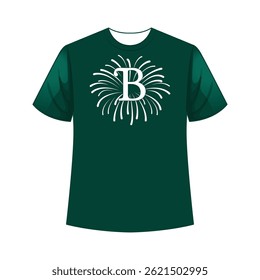 Vibrant firework-style alphabet t-shirt design bursting with color, perfect for bold, expressive statement wear.