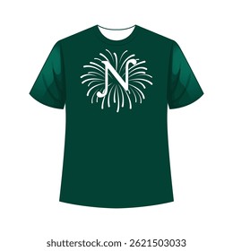 Vibrant firework-style alphabet t-shirt design bursting with color, perfect for bold, expressive statement wear.