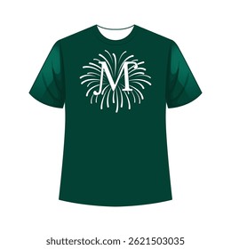 Vibrant firework-style alphabet t-shirt design bursting with color, perfect for bold, expressive statement wear.