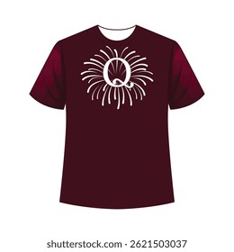 Vibrant firework-style alphabet t-shirt design bursting with color, perfect for bold, expressive statement wear.