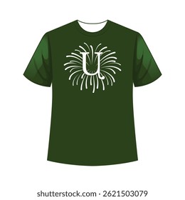 Vibrant firework-style alphabet t-shirt design bursting with color, perfect for bold, expressive statement wear.