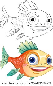 Vibrant fish with big eyes and playful expression