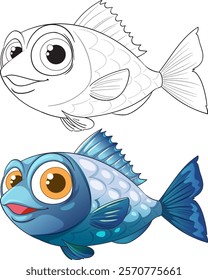 Vibrant fish with big eyes and playful expression