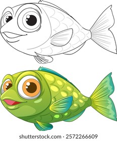 Vibrant fish with big eyes and playful expression