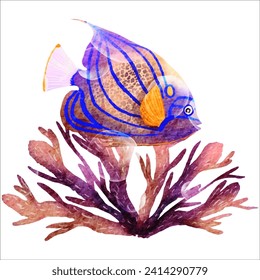 Vibrant Fish and Coral Watercolor Painting - Artistic Marine Illustration