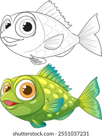 Vibrant fish with playful expression and detailed design