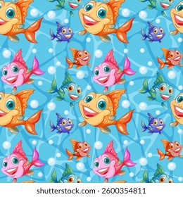 Vibrant fish swimming in a playful underwater scene