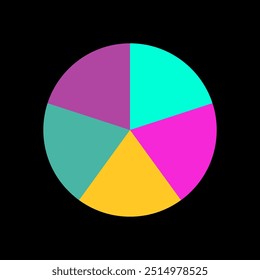 Vibrant five part circle chart for infographic