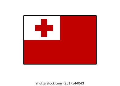 The vibrant flag of Tonga displays a bold red background with a white square featuring a red cross in the upper left corner, symbolizing the nation's history and culture.