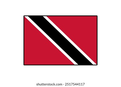 The vibrant flag of Trinidad and Tobago displays bold colors of red, black, and white, symbolizing the rich culture and heritage of this Caribbean nation.