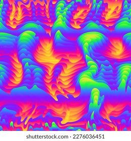 Vibrant flame wavy lines. Gradient seamless pattern