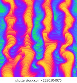 Vibrant flame wavy lines. Gradient seamless pattern