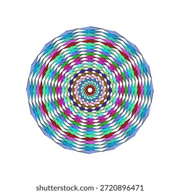 Mandala de diseño plano vibrante con patrones intrincados, perfecto para proyectos de meditación, yoga y marca espiritual.