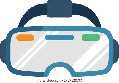 A vibrant, flat design vector illustration of a gaming virtual reality headset, perfect for tech and gaming-related projects, with a modern aesthetic and bold colors.