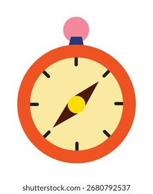 Ein lebendiges, flaches Symbol eines Kompasses, der Reise, Navigation und Abenteuer symbolisiert. Perfekt für Outdoor-Themen, standortbezogene Apps und Reisekonzepte. Isoliertes Grafikelement.
