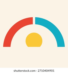 A vibrant, flat, minimal red, blue, and yellow abstract geometric arc and circle vector illustration, isolated on white background, perfect for modern designs.