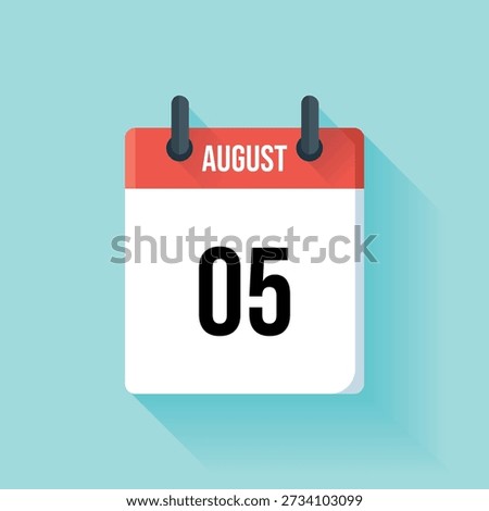 A vibrant, flat-style calendar page displaying august fifth, useful for scheduling and reminders.