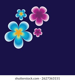 Vibrant Floral Arrangement with Gradient Petals on Dark Blue Background