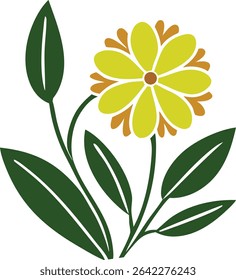 Vibrant Floral Arrangement with Green Leaves and Yellow Blooms