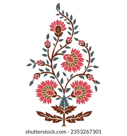 A vibrant floral design with intricate leaves and flowers on a clean white background